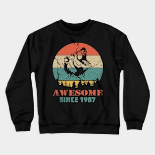 Awesome Since 1987 Year Old School Style Gift Women Men Kid Crewneck Sweatshirt